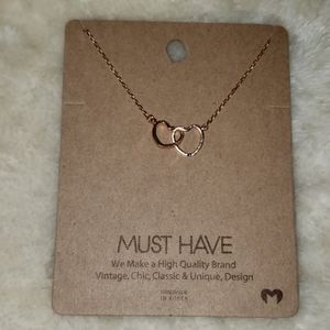 Rose  gold double heart necklace